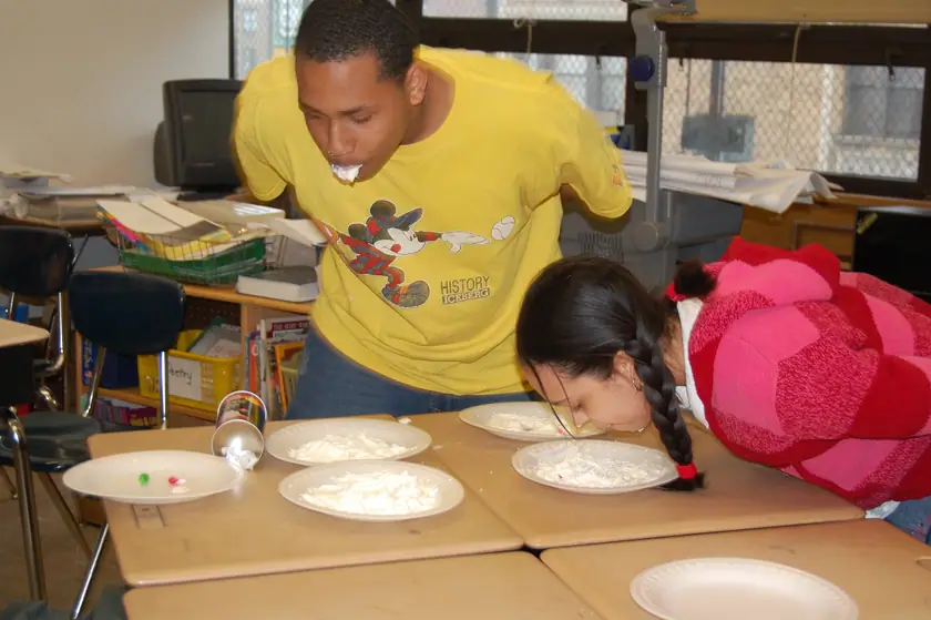 A party game across the classroom tables