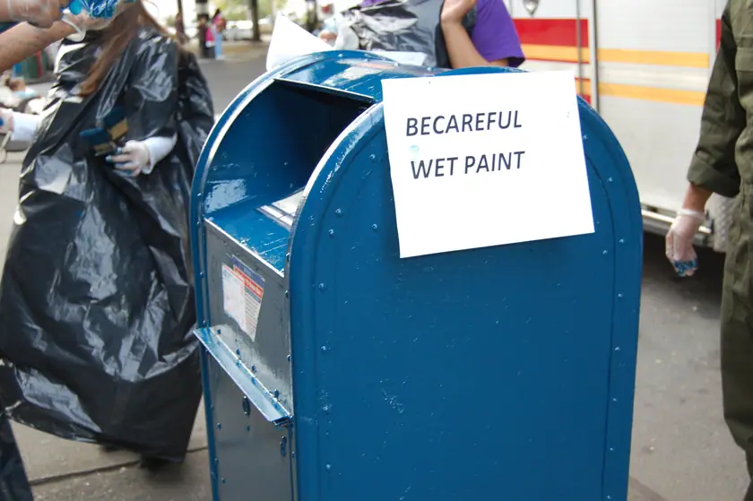 The wet-paint notice goes up