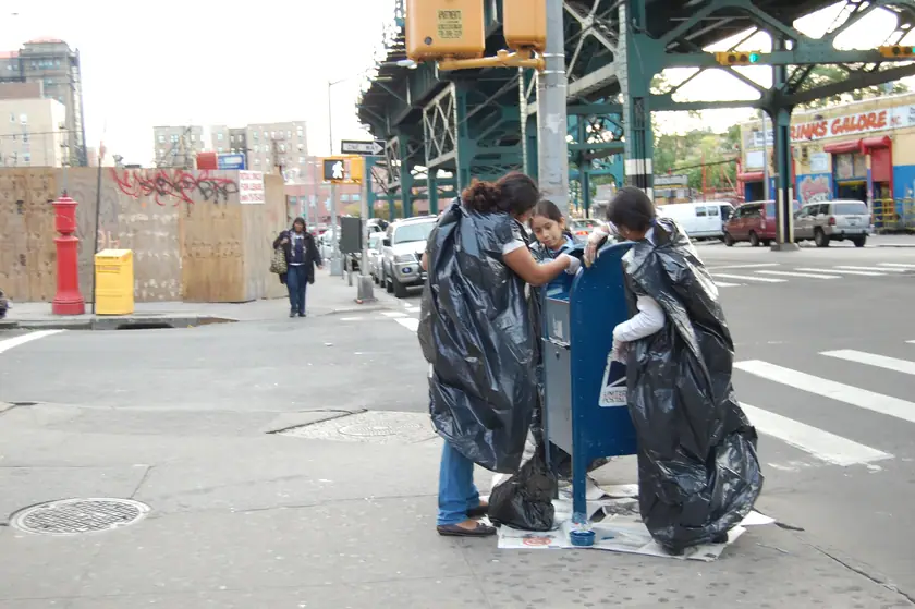 Two volunteers on a quiet corner