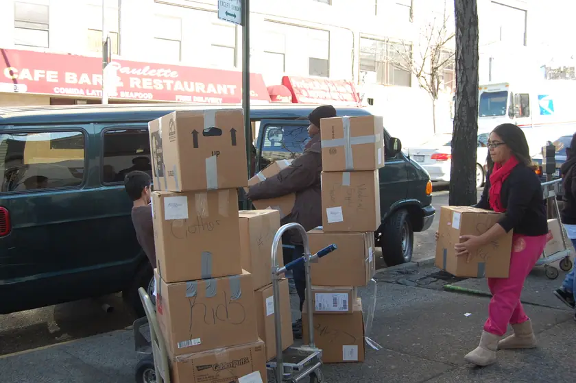 The hand truck stacked high