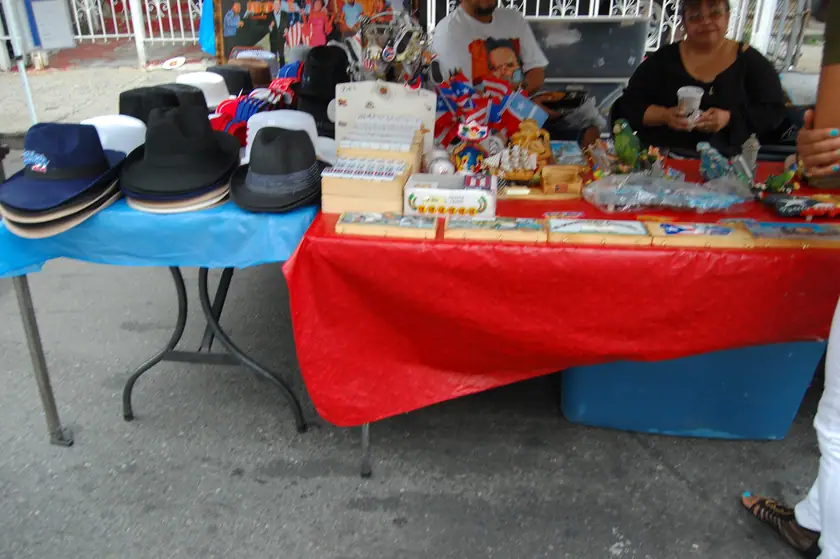 A stall of hats and crafts at the festival