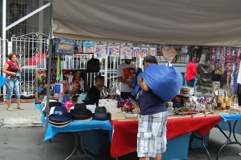The hat stall doing brisk trade